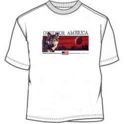 Outdoor America wolf and red sky tee shirt