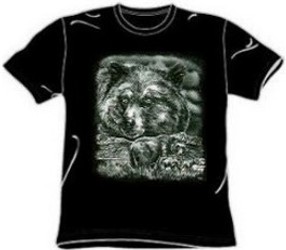 Black and White Ink Grizzly Bear T-Shirt