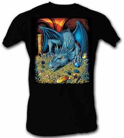 Blue Dragon guarding gold tee shirt