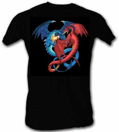 Cool red and blue dragon orb tees