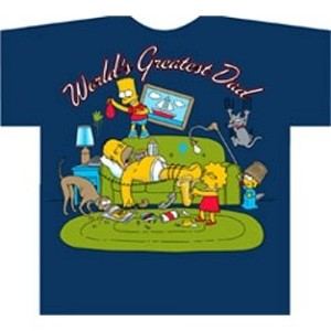 World's Greatest Dad Homer Simpson On Couch With Bart And Lisa Tees