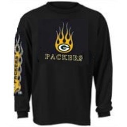 Green Bay Packers Long Sleeve Flame Design