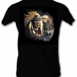 Native American and wolves tee shirt