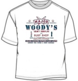 Major Woody Army Surplus And Surf Shop Tee Shirt