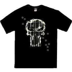 Classic Punisher Logo Printed In White Ink With Machine Gun Fire