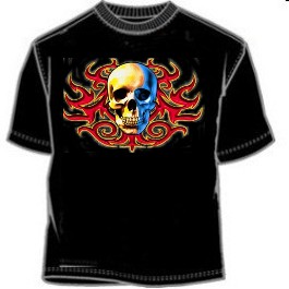 Split Skulls Tribal Tee Shirt