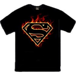 Kids Boys Super Flame Superman Shield Tee Shirt