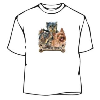 Yorkshire with red bow dog breed tees